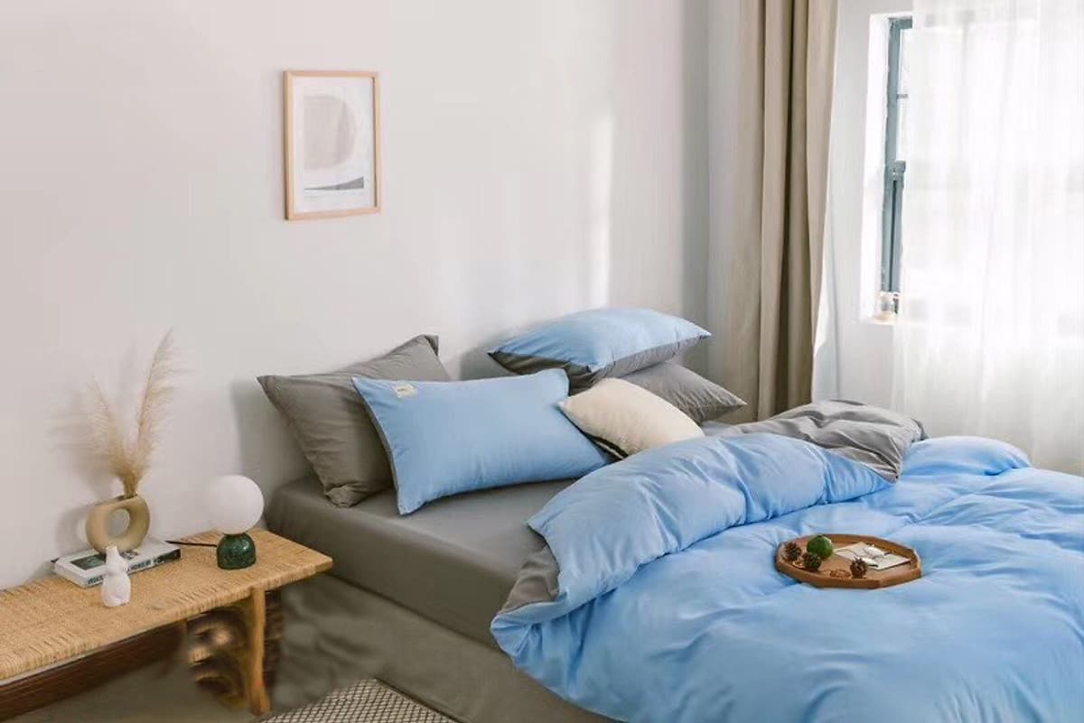 Bộ 4 món chăn ga gối cotton Tici cao cấp TC45 hàng đẹp (set gồm 1 ga, 1 chăn có khóa lồng được ruột, 2 vỏ gối)