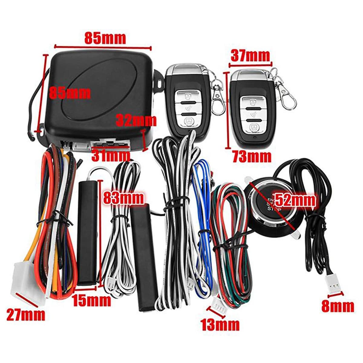 Bộ Chìa Khóa Thông Minh Khởi Động Động Cơ Cho Xe Hơi Đen (9 cái)