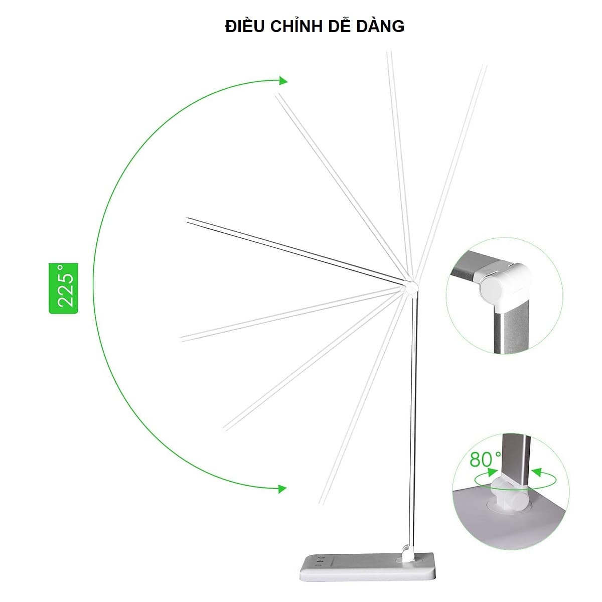 Đèn Bàn Học Đọc Sách, Làm Việc (Học Sinh, Sinh Viên, Văn Phòng) LED Chống Cận, Cảm Ứng Nhôm Cao Cấp eLights TD-621