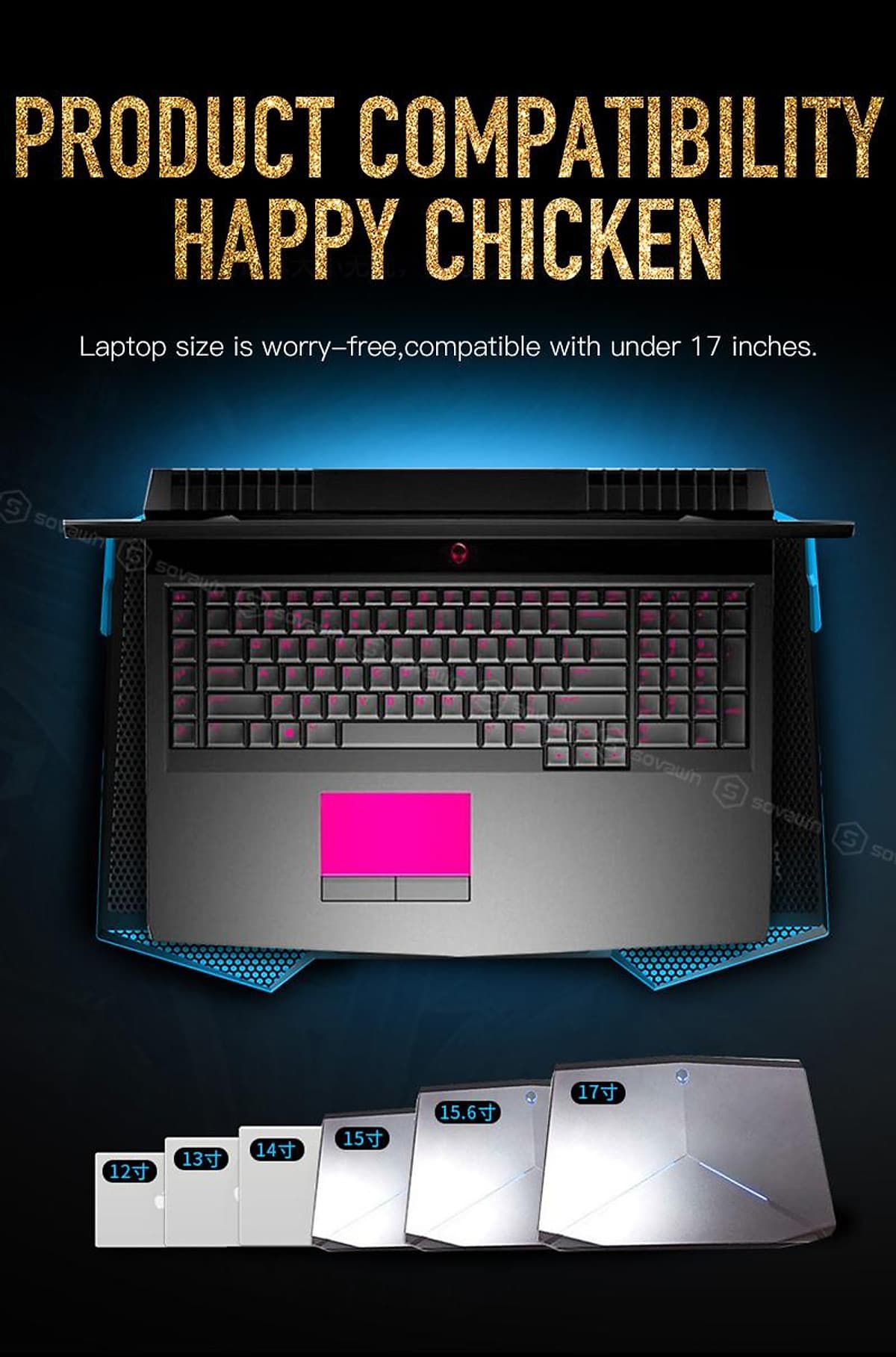 Đế Tản Nhiệt Laptop 5 Quạt LED Không Ồn