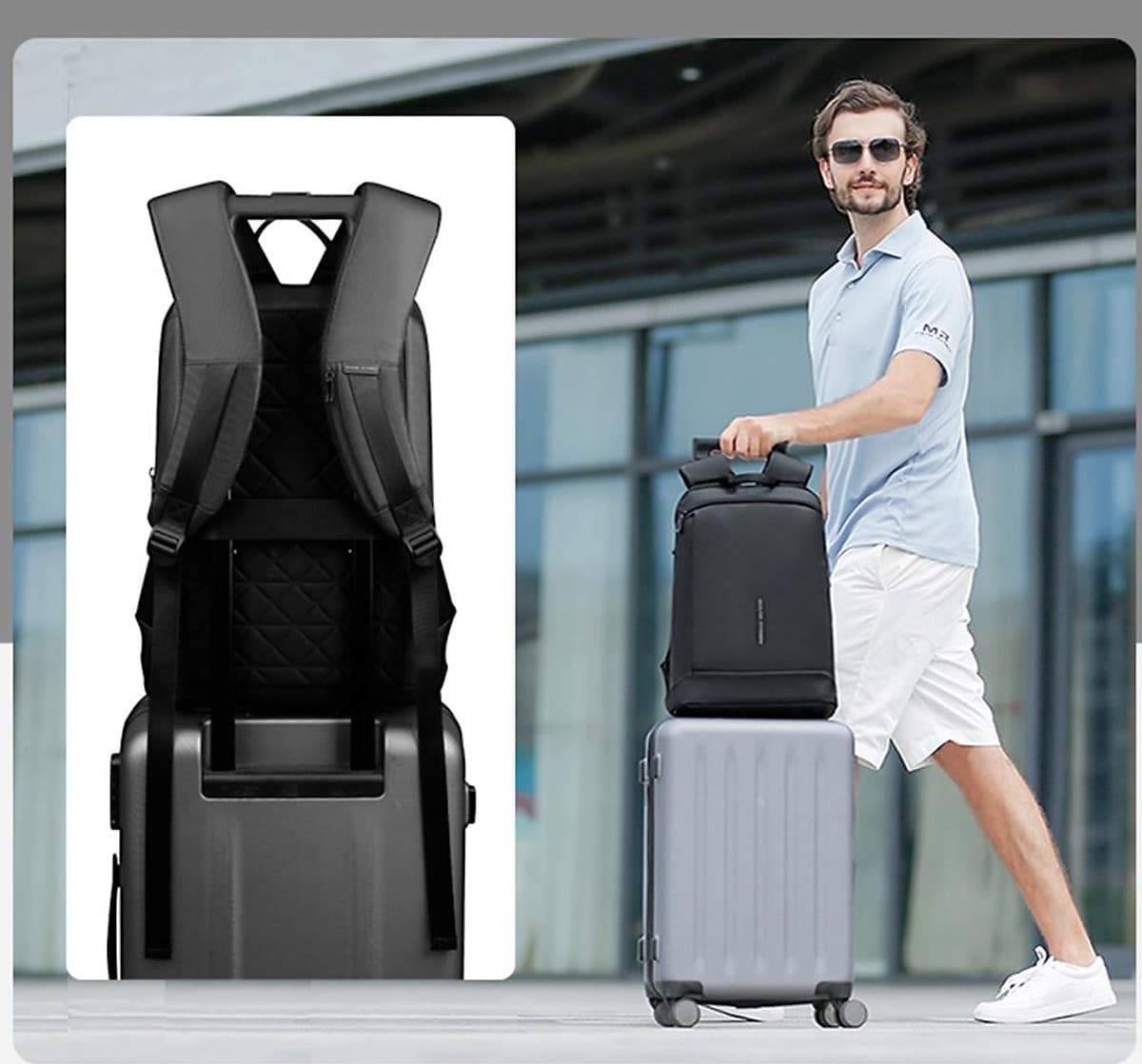 Ba Lô Chống Trộm Chống Nước MARK RYDEN Slim Laptop Backpack Men Thin   Back Pack 15.6 inch Work Man Backpack Business Bag Unisex Black Ultralight
