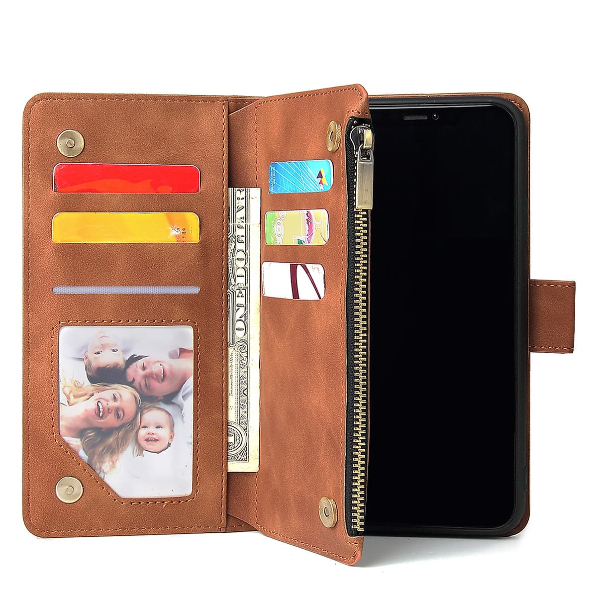 For iPhone 11 iPhone 11 pro iPhone 11 pro max PU Leather Side Magnetic Buckle Multi-card Bracket Full Protective Case with Zipper Wallet Style:iPhone 11 Pro