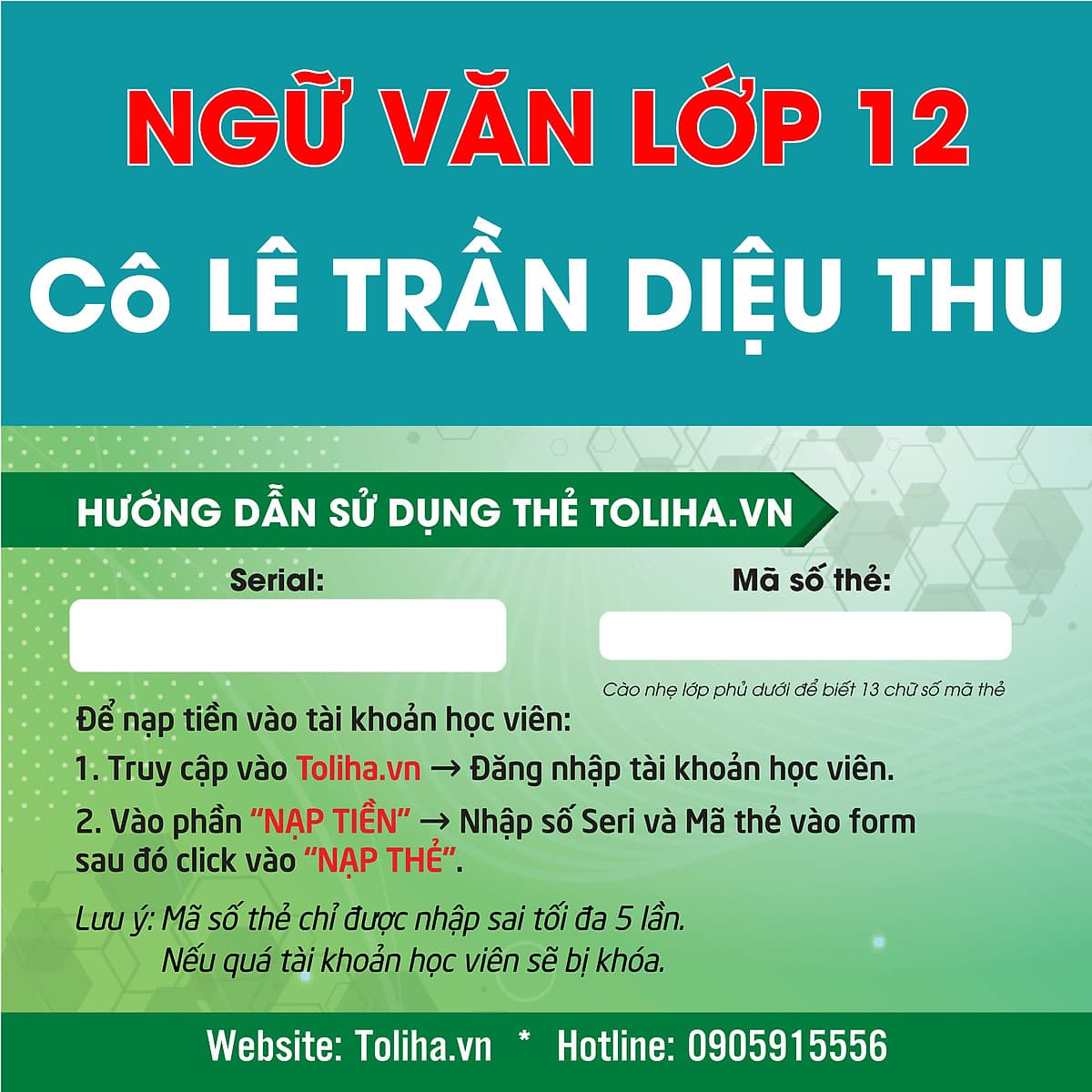Học trực tuyến NGỮ VĂN LỚP 12 - Cô LÊ TRẦN DIỆU THU - Toliha.vn 3 Tháng