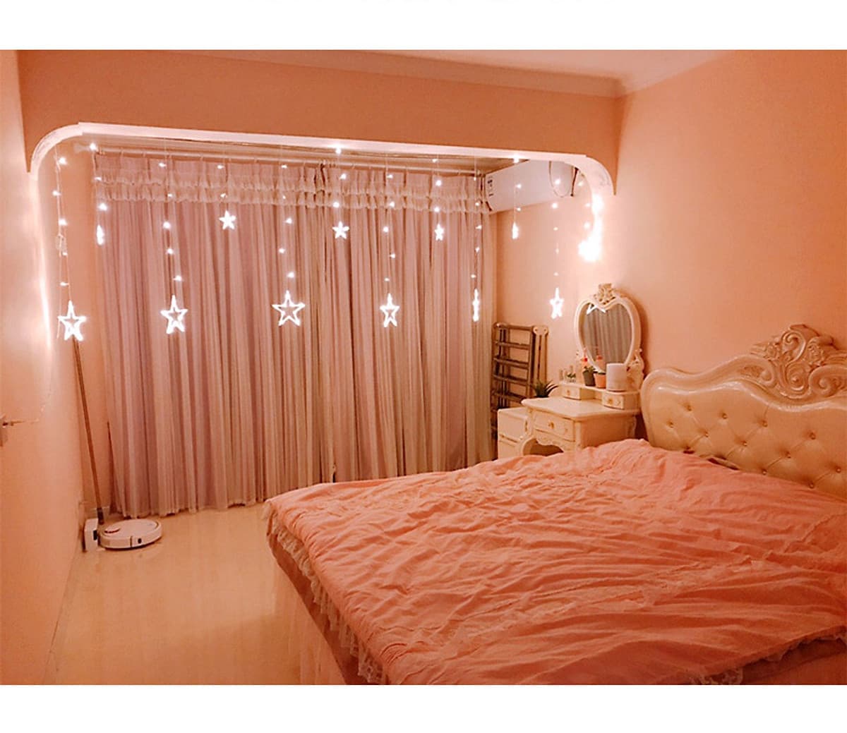 Dây Đèn LED Rèm Trăng Sao Chống Thấm Nước Trang Trí Ngoài Trời - Dài 2.5 Mét