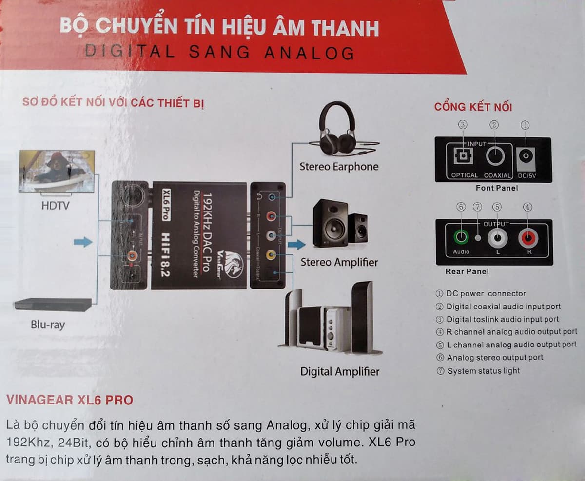 Bộ Chuyển Tín Hiệu Âm Thanh Digital Sang Analog-XL6 Pro