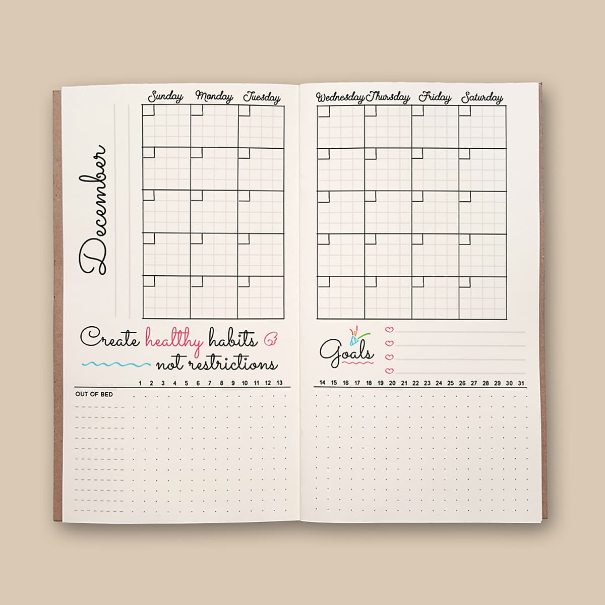 Sổ tay planner MIX TỔNG HỢP Tháng + tuần + ngày "Kế hoạch trọn đời" - Lịch tháng / Kế hoạch Tuần / Nhắc việc ngày / Chấm bi