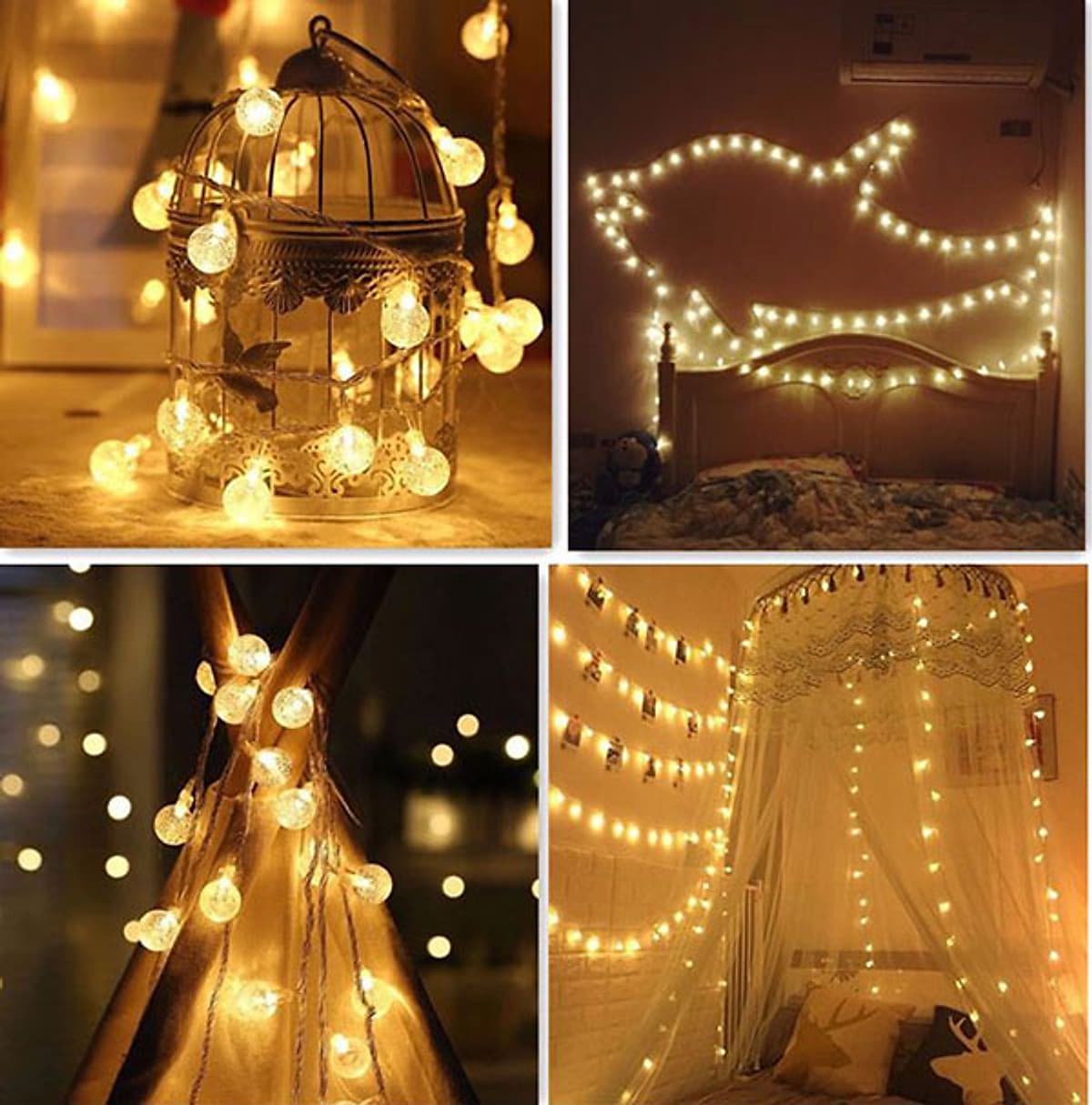 Dây Đèn Trang Trí 8M - 40 Bóng Tròn Bọt Khí Độc Đáo Trang Trí Noel , Lễ , Tết 