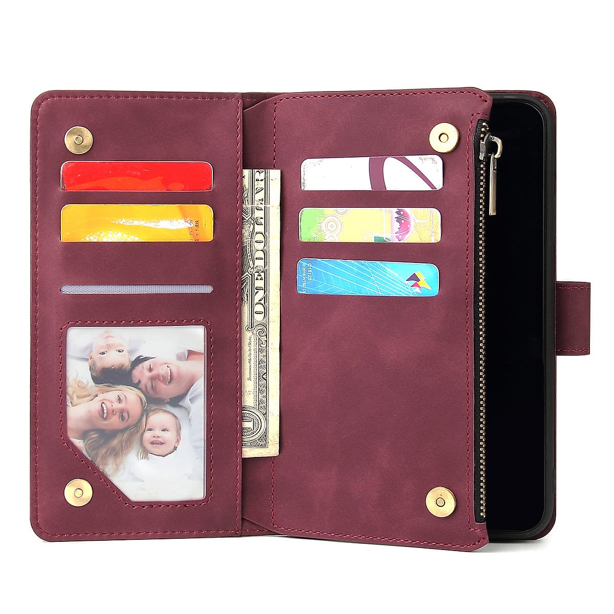 For iPhone 11 iPhone 11 pro iPhone 11 pro max PU Leather Side Magnetic Buckle Multi-card Bracket Full Protective Case with Zipper Wallet Style:iPhone 11 Pro
