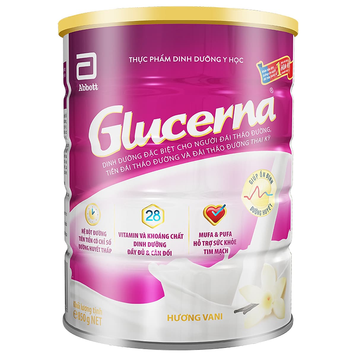 Sữa Bột Abbott Glucerna GLVLA Dành Cho Người Đái Tháo Đường Và Tiền Đái Tháo Đường (850g)