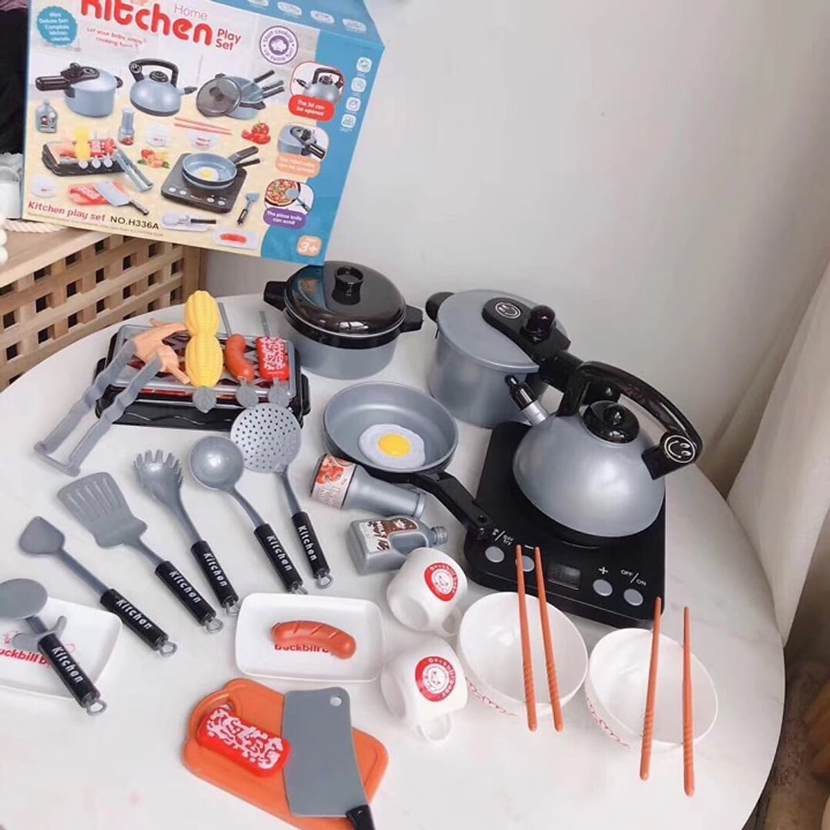 Bộ đồ chơi nấu ăn 36 món kèm thức ăn Mykid