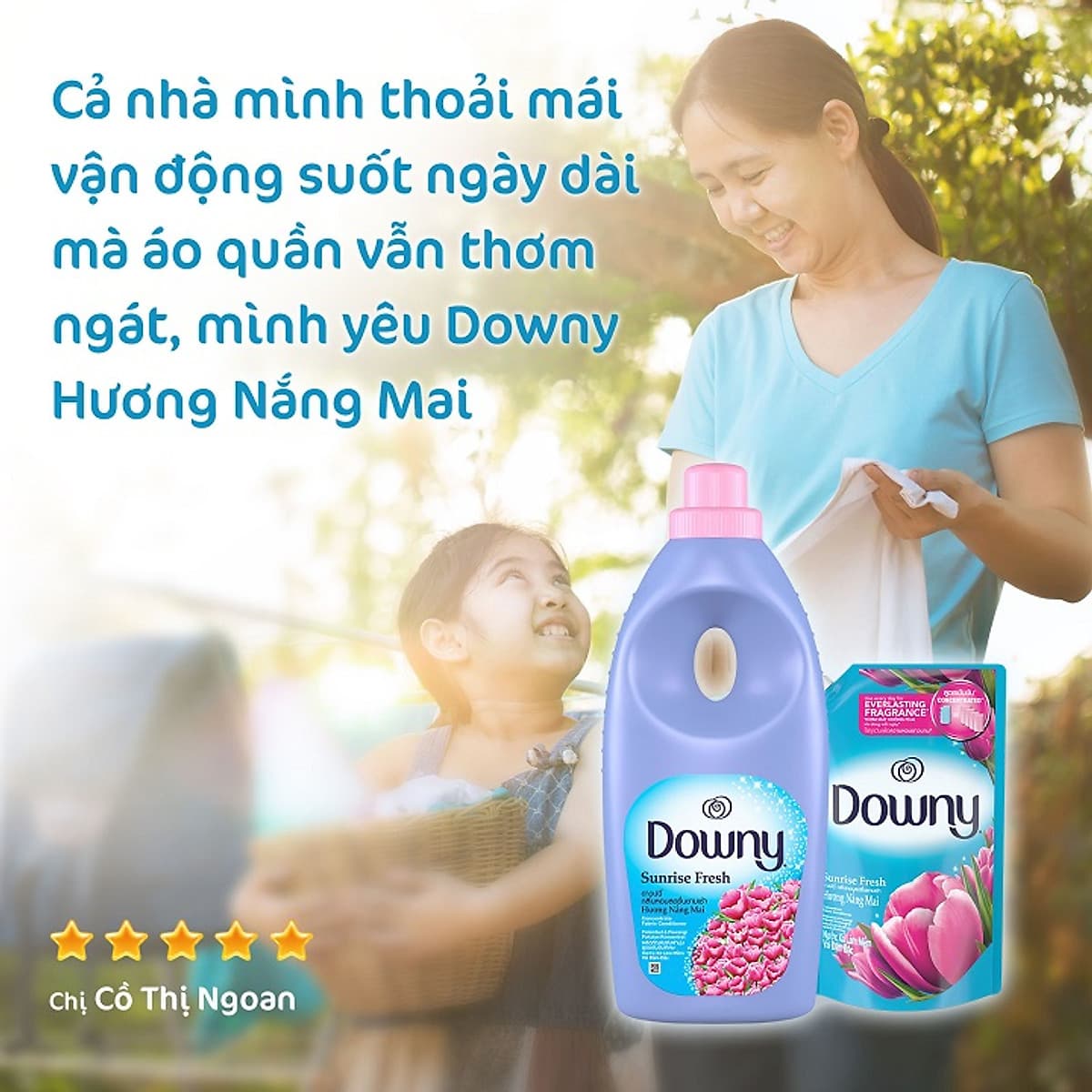 Nước Xả Vải Downy Nắng Mai  (3.5L/ Túi) - Giữ quần áo tươi mới - Hương thơm tươi mới kéo dài 