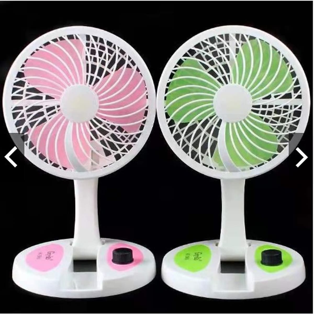 Quạt sạc tích điện xếp tròn có đèn led thắp sáng