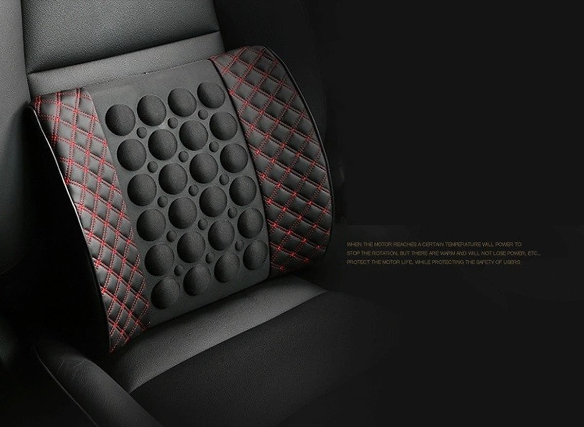 Combo Đệm Tựa Lưng Massage Và Gối Tựa Đầu Xe Hơi ( Ô Tô ) Chống Mỏi Cổ - Hàng Cao Cấp - Siêu Đàn Hồi - Thiết Kế Ôm Vừa Vặn Ghế Xe Hơi - Màu Chỉ Đỏ Trang Nhã