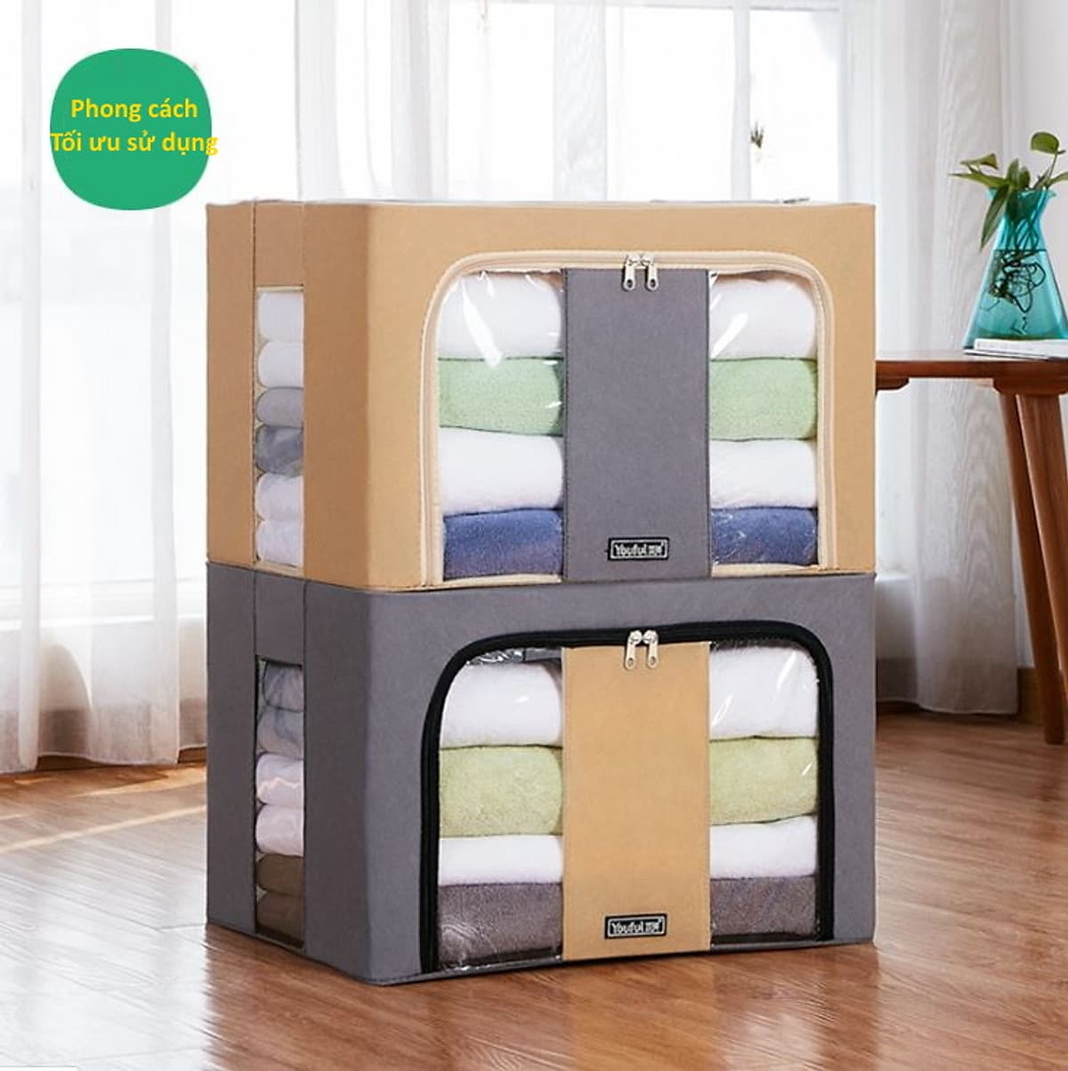 Túi Đựng Chăn Màn (Được Chọn Màu) - Hộp Đựng Quần Áo Khung Sắt Gấp Gọn miDoctor - Tủ Vải Chăn Màn Tiện Lợi