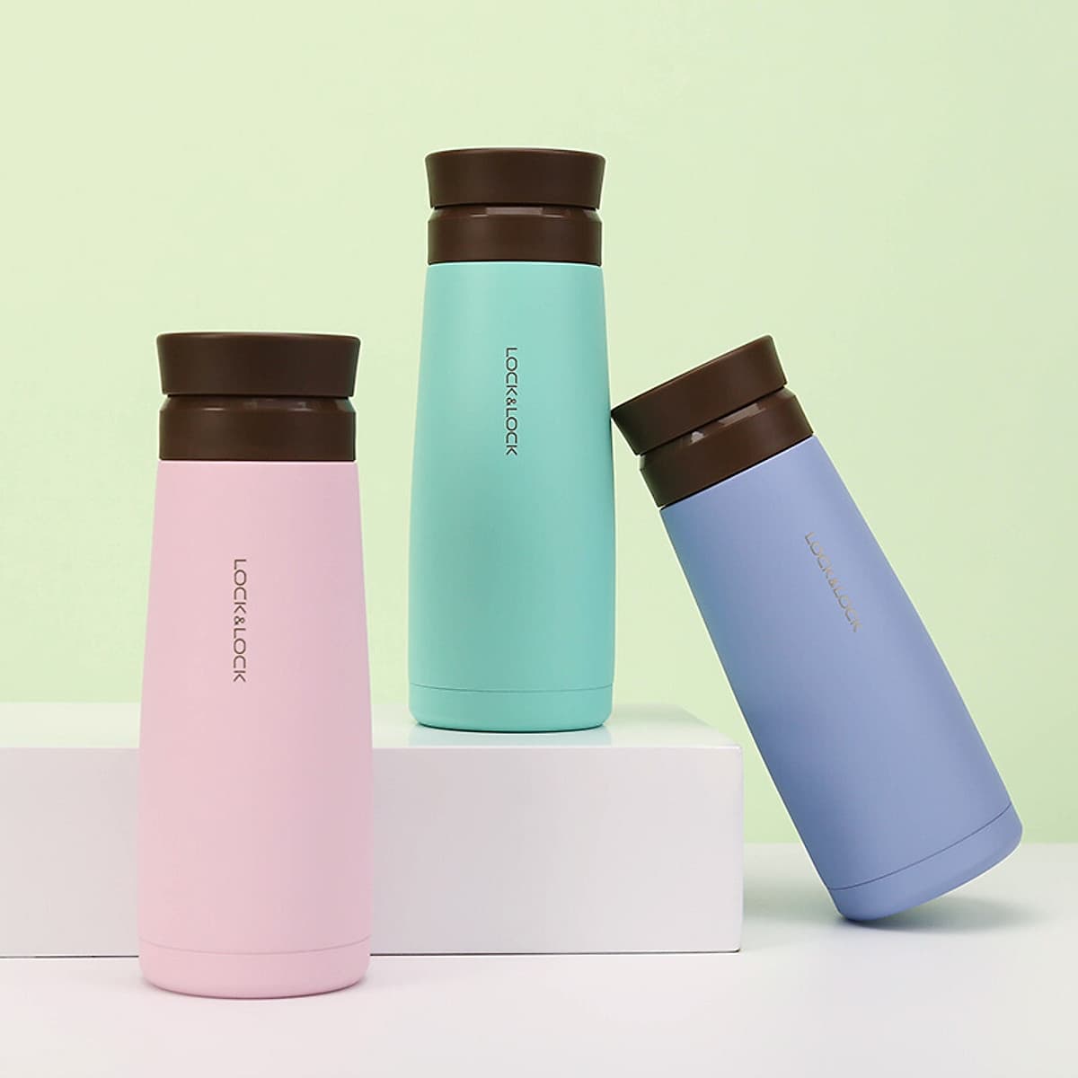 Bình Giữ Nhiệt Lock&Lock Macaron 450ml LHC4230 - Hàng Chính Hãng, Chất Liệu Thép Không Gỉ, Có Lưới Lọc Trà Tiện Dụng Kèm Ống Hút Inox 304