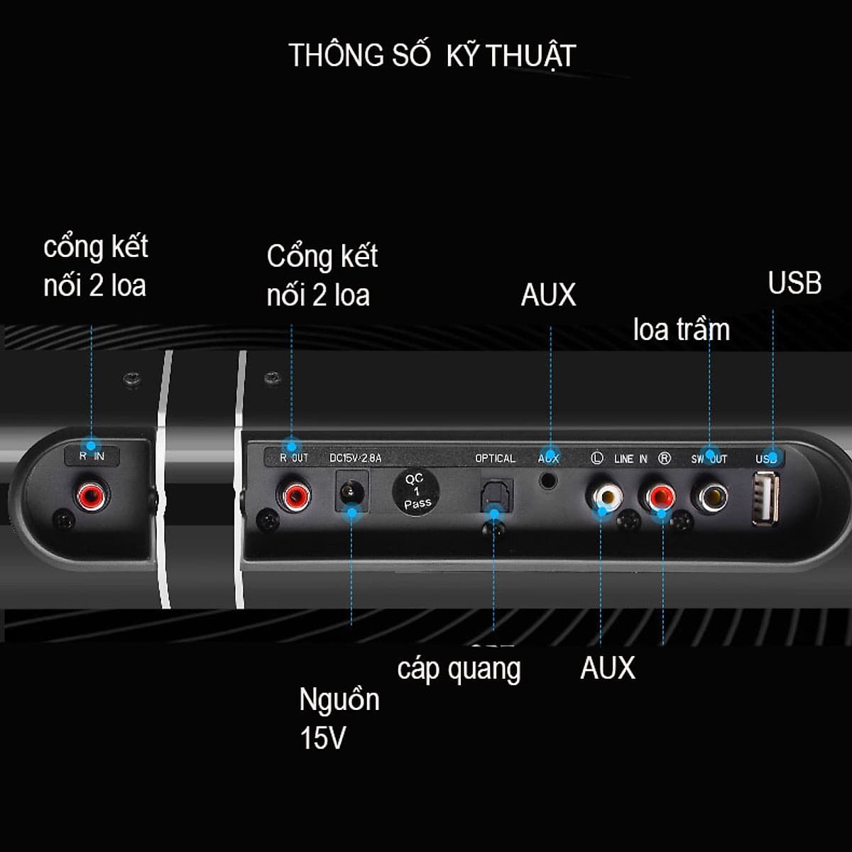 loa thanh âm thanh nổi 3D kết nối smart tivi  LP-1807P 
