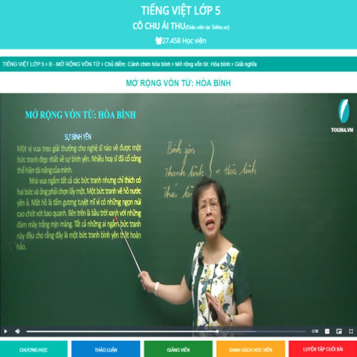 Khóa học TIẾNG VIỆT LỚP 5 cô Chu Ái Thu - 06 tháng