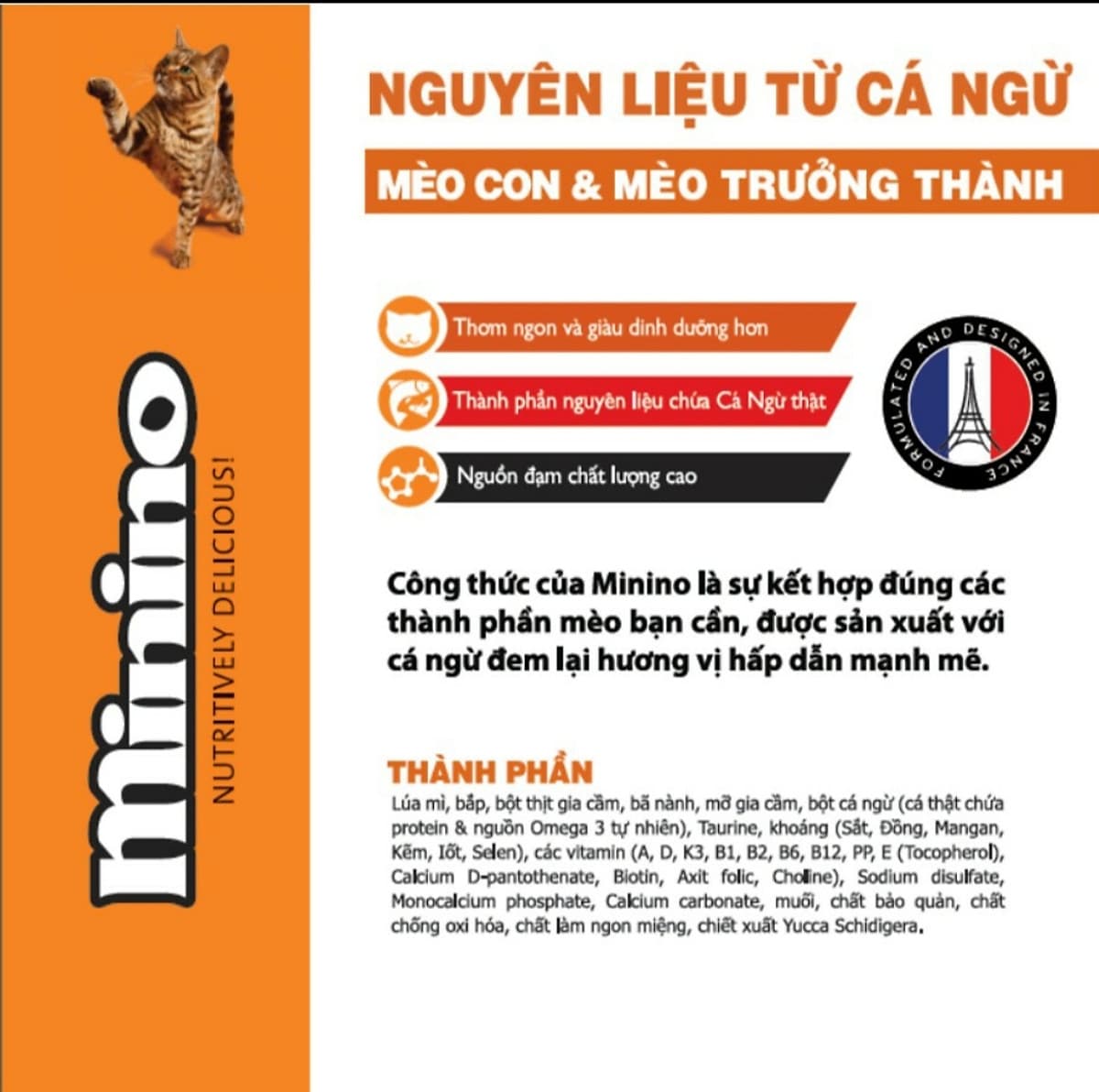 Combo 4 gói thức ăn cho mèo Minino Tuna 480gr - Tặng 1 gói cùng loại 