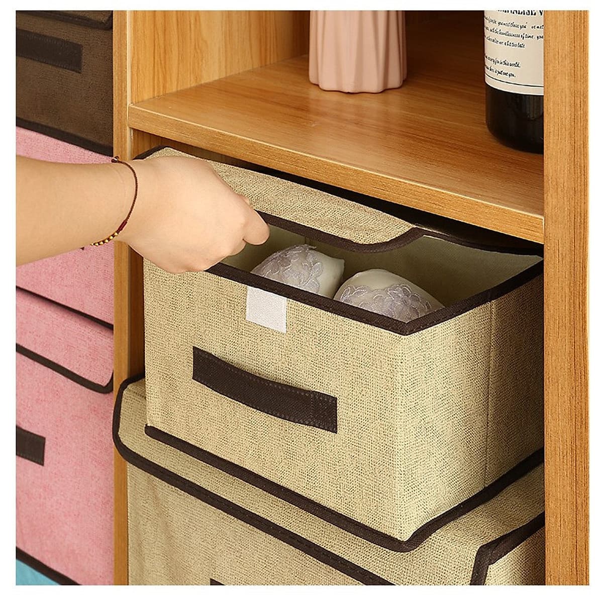 2 Hộp Vải Đựng Đồ Cá Nhân, Đựng Quần áo, Vớ, Đồ Lót, Đồ Chơi Size L,M