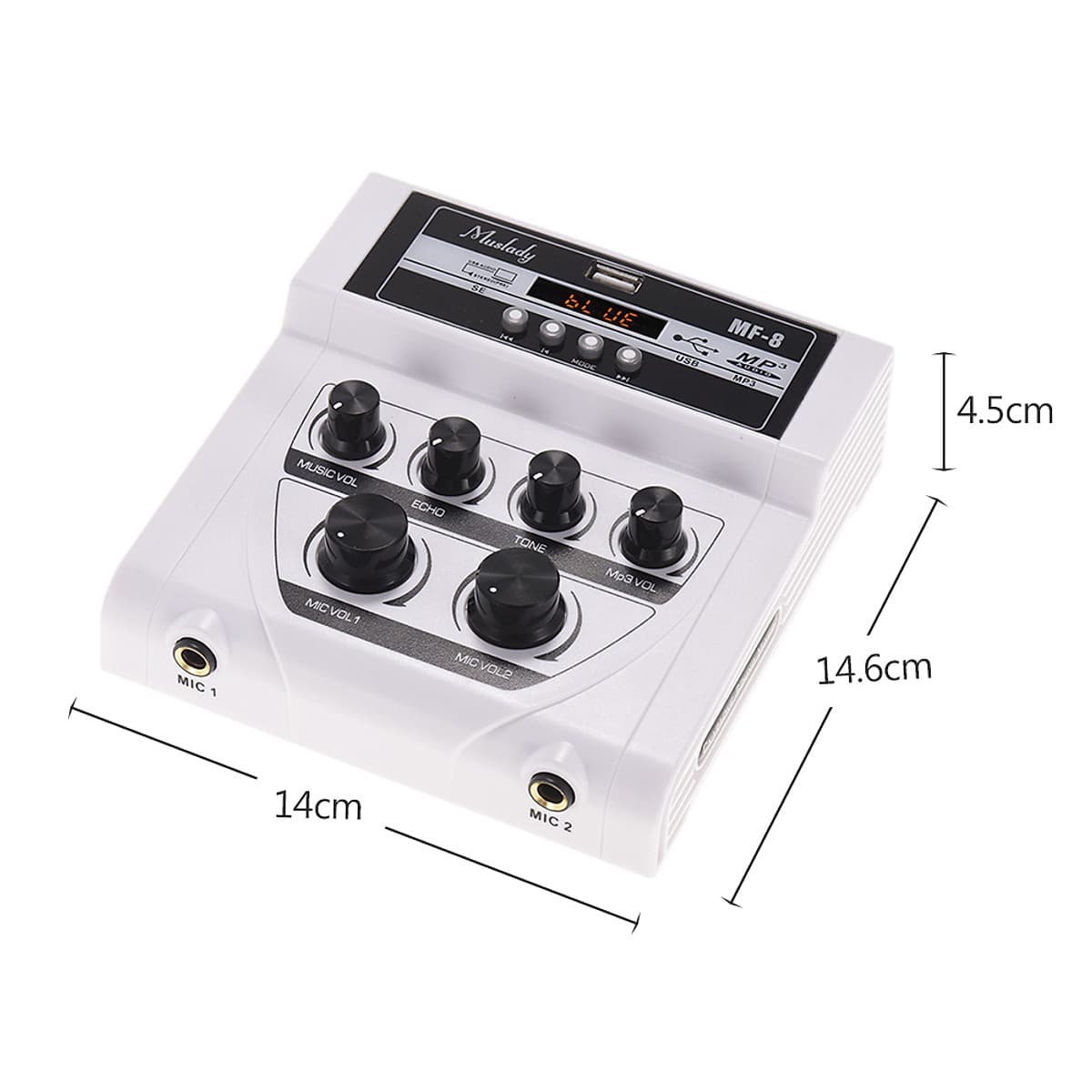 Bàn Trộn Âm Karaoke Mini Muslady MF-8 2 Điểm Cắm Mic Hỗ Trợ Chức Năng Ghi Âm MP3 