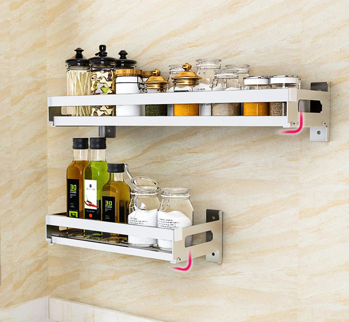 Kệ Đựng Gia Vị Nhà Bếp Tiện Lợi, Giá Treo Dụng Cụ Nhà Bếp Gắn Tường Chất Liệu Thép Không Gỉ Inox Cao Cấp (40cm/60cm)