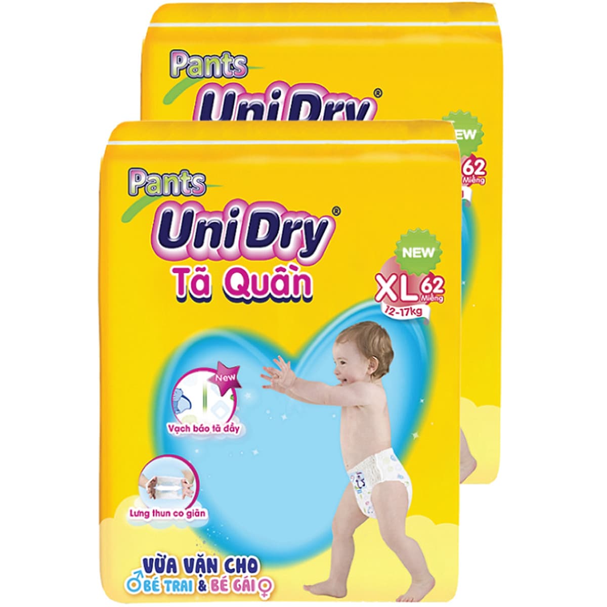 Combo 2 Tã Quần UniDry Ultra Jumbo XL62 - Tặng 01 Balo Trái Bơ Mặt Heo