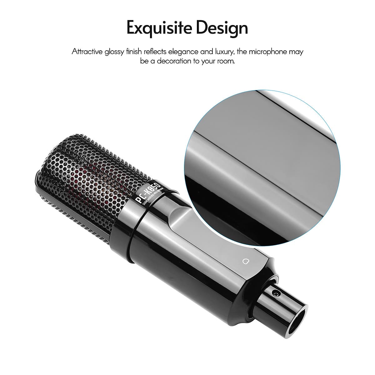 TAKSTAR PC-K850 Side-Address Recording Microphone Cardioid Pickup Pattern Wired Condenser Mic for Live Streaming Karaoke
