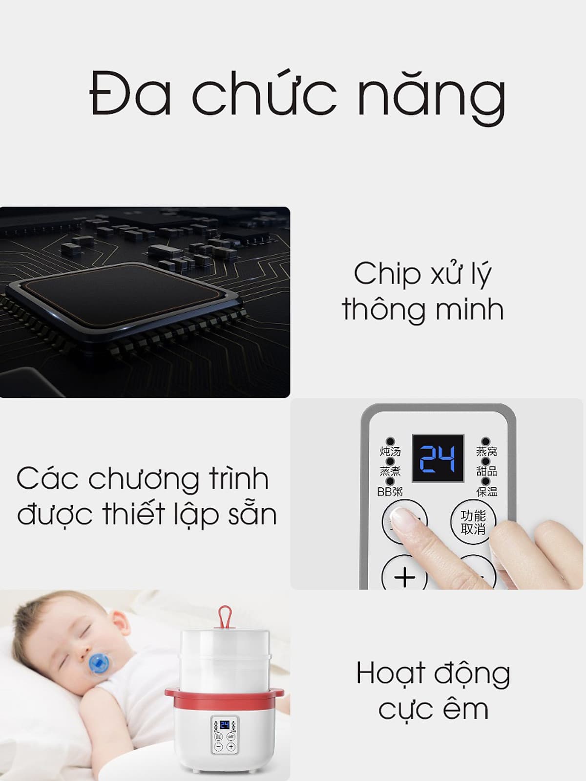 Nồi điện nấu cháo chậm đa năng bằng sứ ceramic KARPELLE (ANH) tự động, dành cho bé ăn dặm (hấp, nấu, chưng, hầm, hâm nóng) 0,8L (đỏ)
