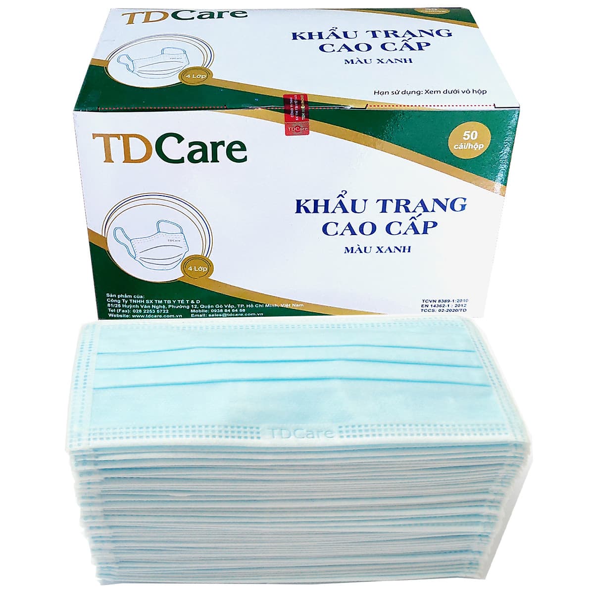 Khẩu Trang Y Tế TDCare 4 Lớp - Màu Xanh