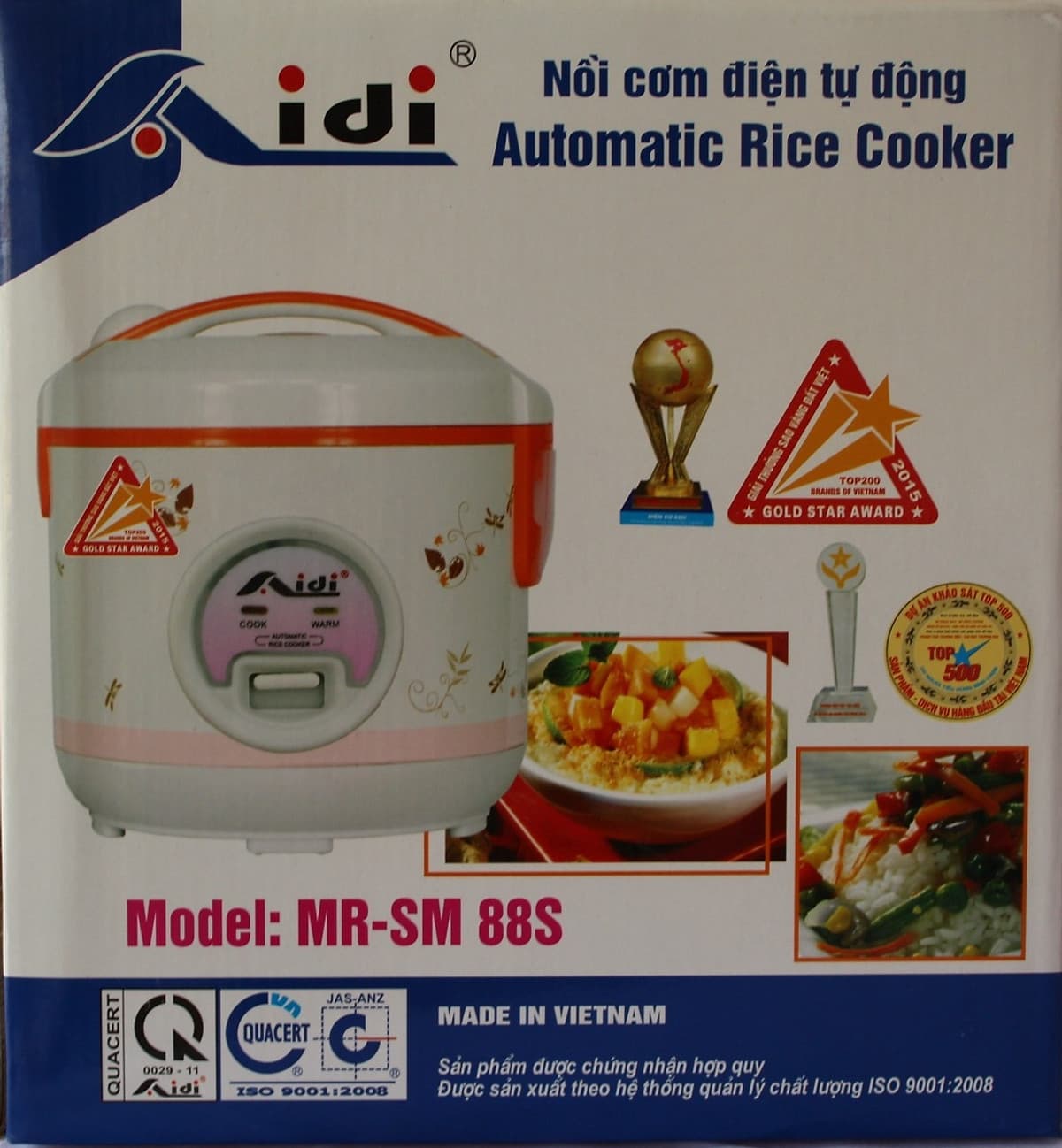 Nồi Cơm Điện Tự Động Nắp Gài Aidi MR-SM 88S (1 lít) - Màu Ngẫu Nhiên - Chính Hãng