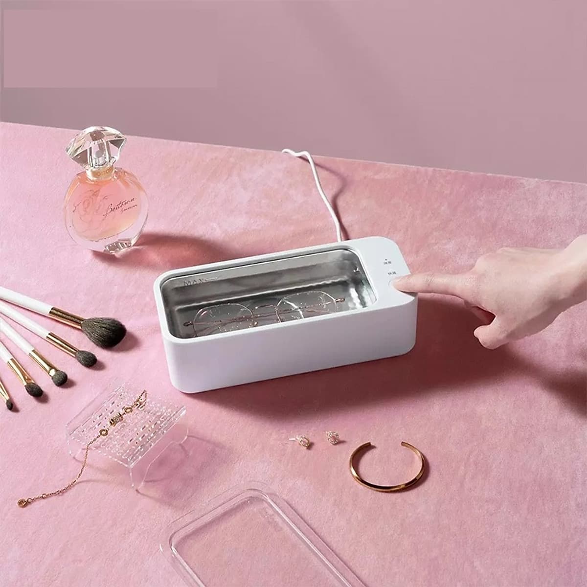 máy làm sạch siêu âm xiaomi Lofans, làm sạch kính và đồ trang sức
