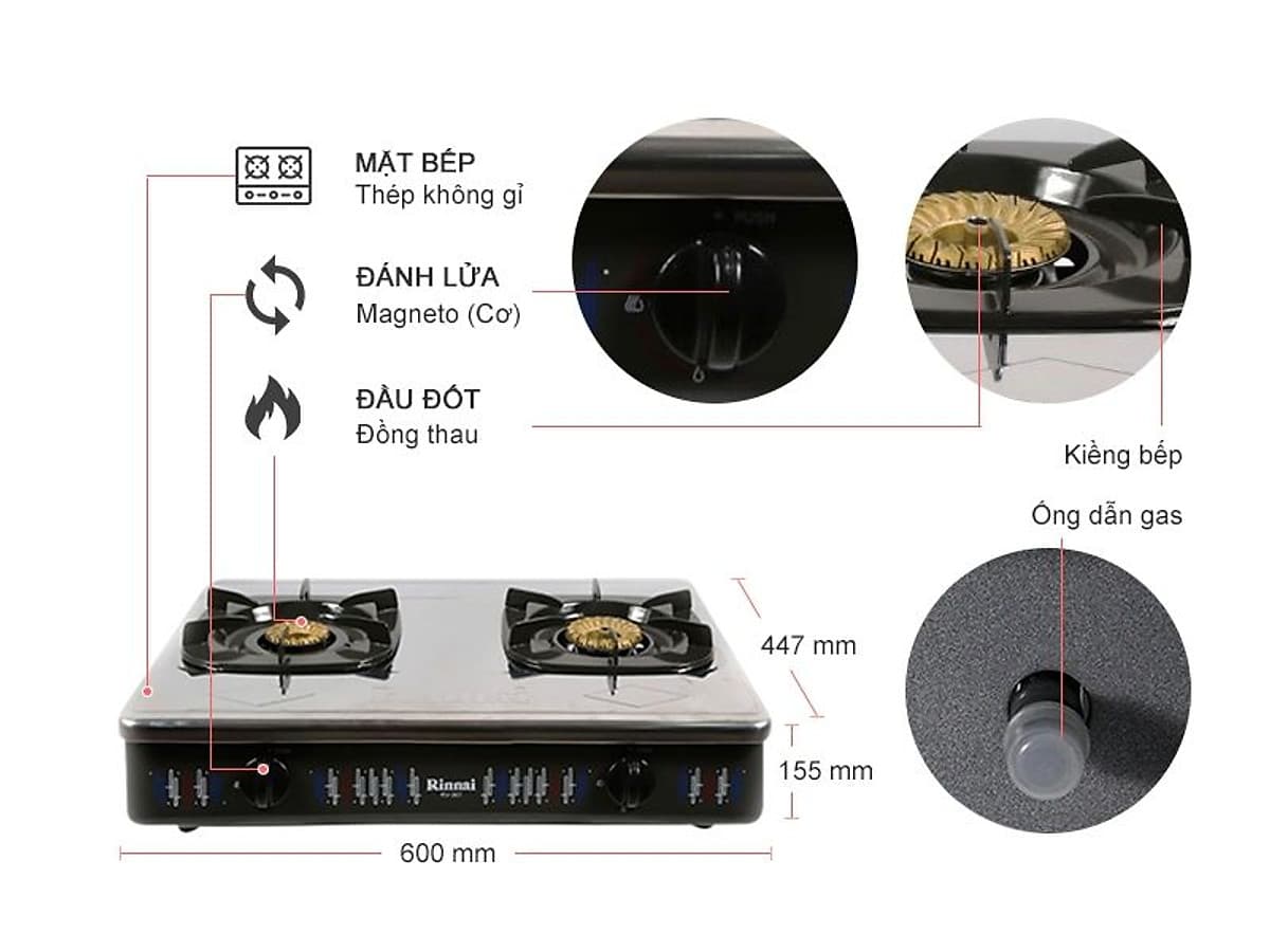 Bếp gas dương đôi Rinnau RV 367(S)N hàng chính hãng