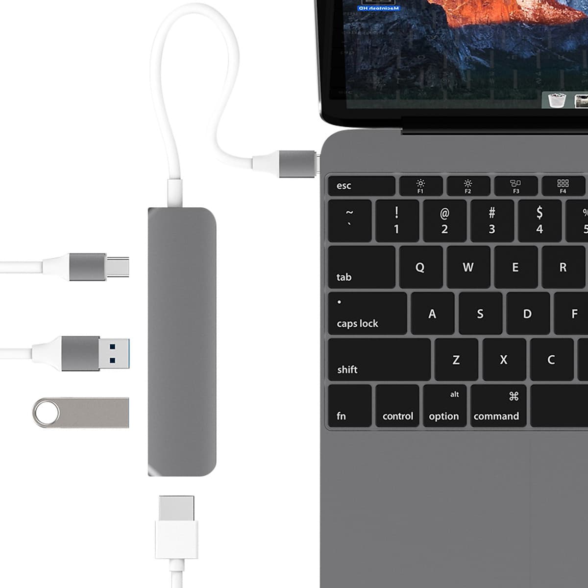 Cổng Chuyển HyperDrive USB-C Hub With 4K HDMI Support For MacBook Pro 2016 / 2017, MacBook 12" - Hàng Chính Hãng