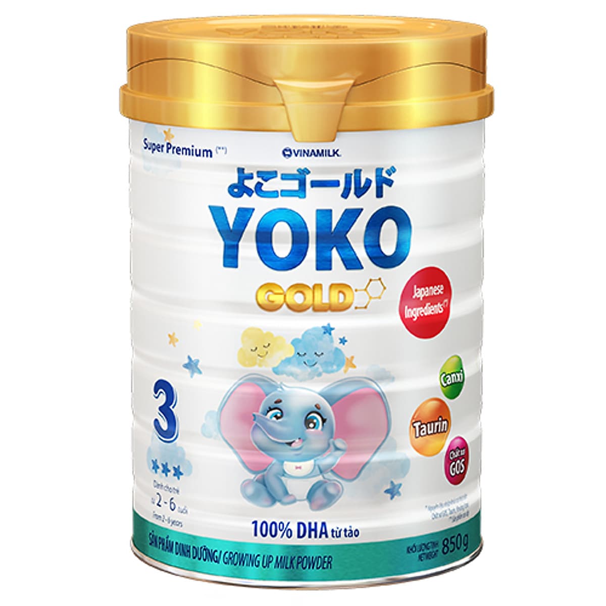 SỮA BỘT GOLD YOKO 3 VINAMILK 850G ̣̣DÀNH CHO BÉ TỪ 2 - 6 Tuổi