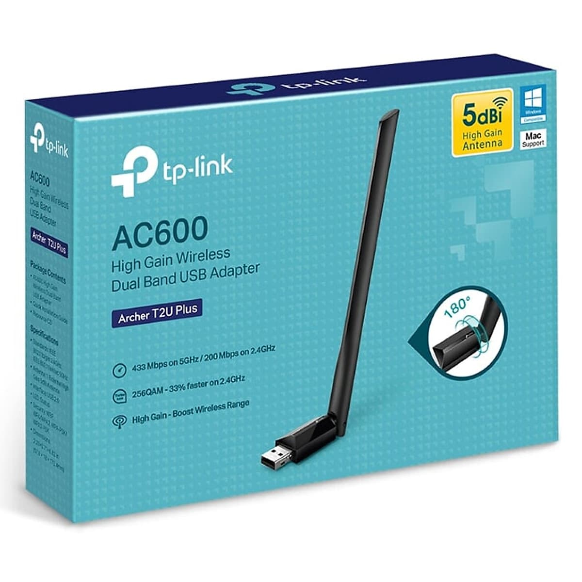  TP-Link T2U Plus - Usb Thu Sóng WiFi Công Suất Cao AC600 - Hàng chính hãng TP-Link