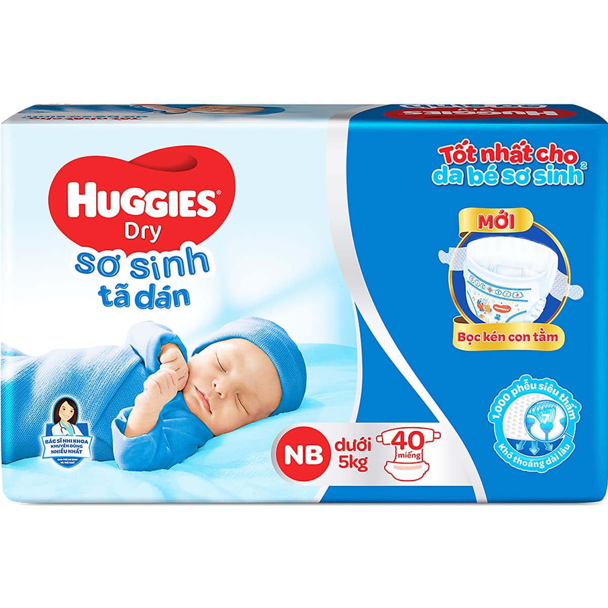 Tã Dán Sơ Sinh Huggies NB40 - Dưới 5kg (40 Miếng)