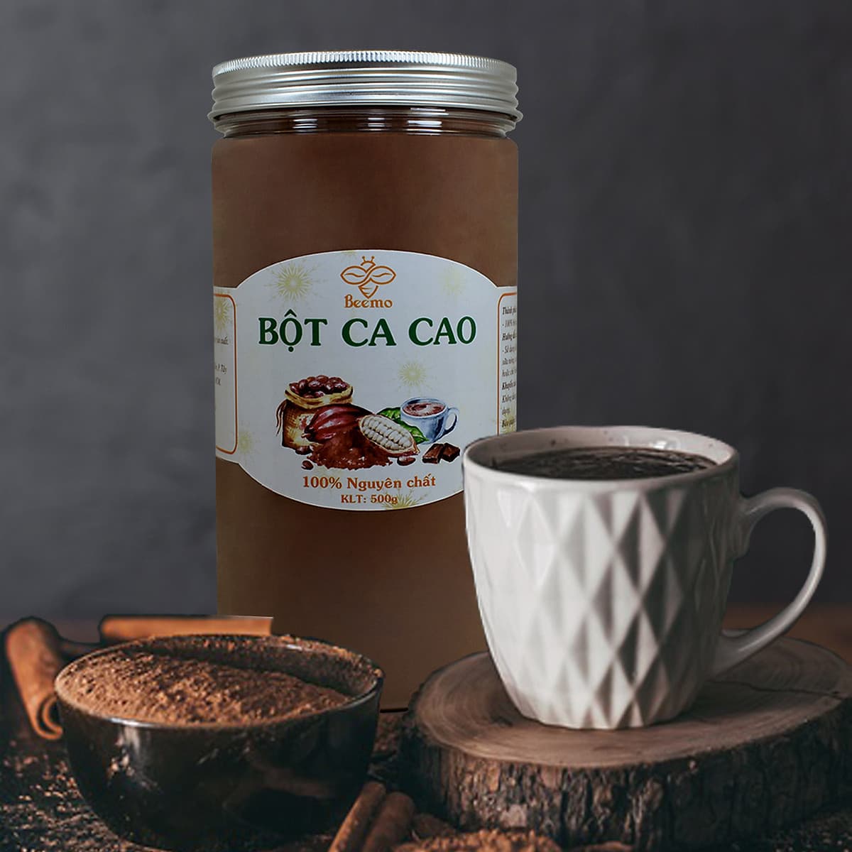 Bột ca cao Beemo - Cacao nguyên chất, không đường, pha chế đồ uống, làm bánh, chế biến Chocolate