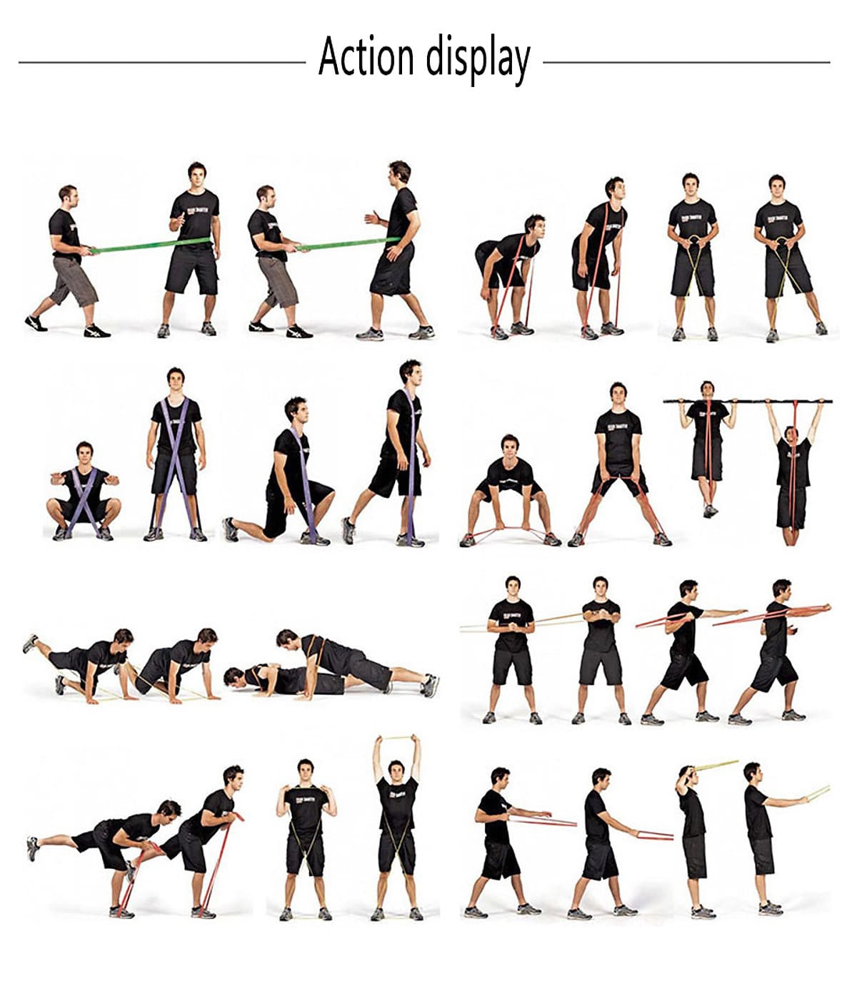 Dây kháng lực tập gym cao su tự nhiên, mức lực kéo phân theo từng màu, tiện lợi mang theo bất cứ đâu Cleacco