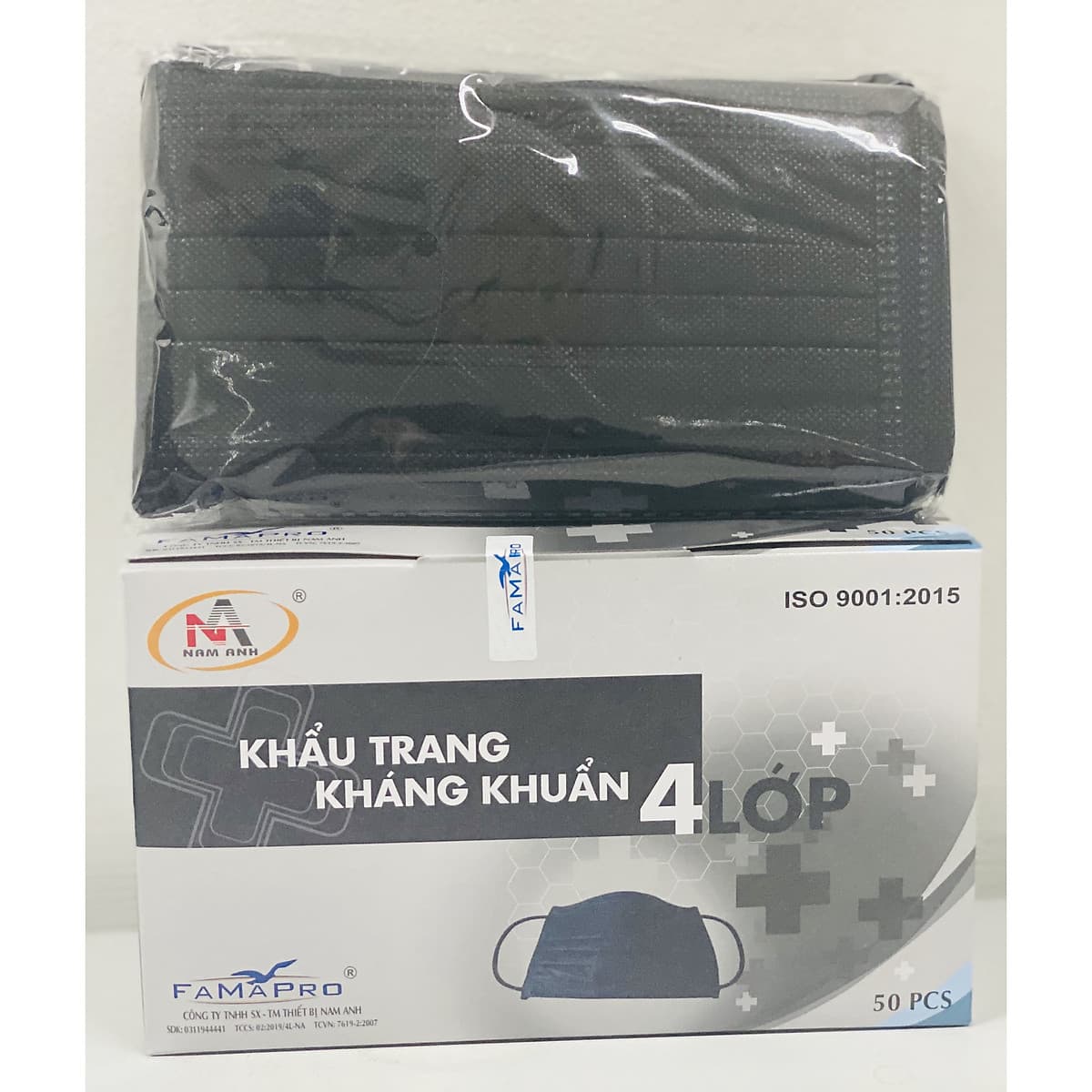 Khẩu Trang Y Tế 4 Lớp Nam Anh (Hộp 50 Cái - Màu Đen)