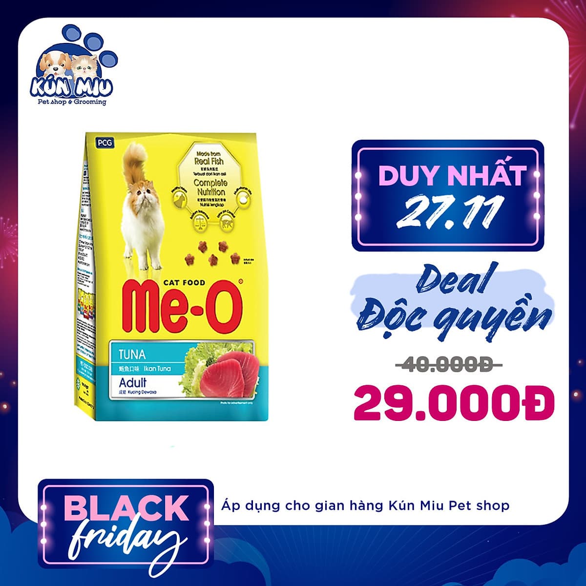Thức Ăn Cho Mèo Me-O Adult Vị Cá Ngừ (350g)