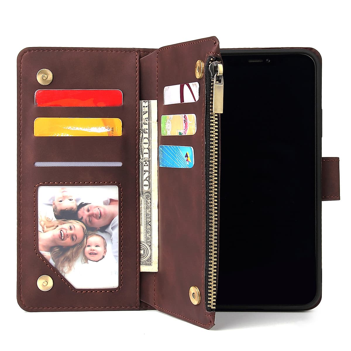 For iPhone 11 iPhone 11 pro iPhone 11 pro max PU Leather Side Magnetic Buckle Multi-card Bracket Full Protective Case with Zipper Wallet Style:iPhone 11 Pro