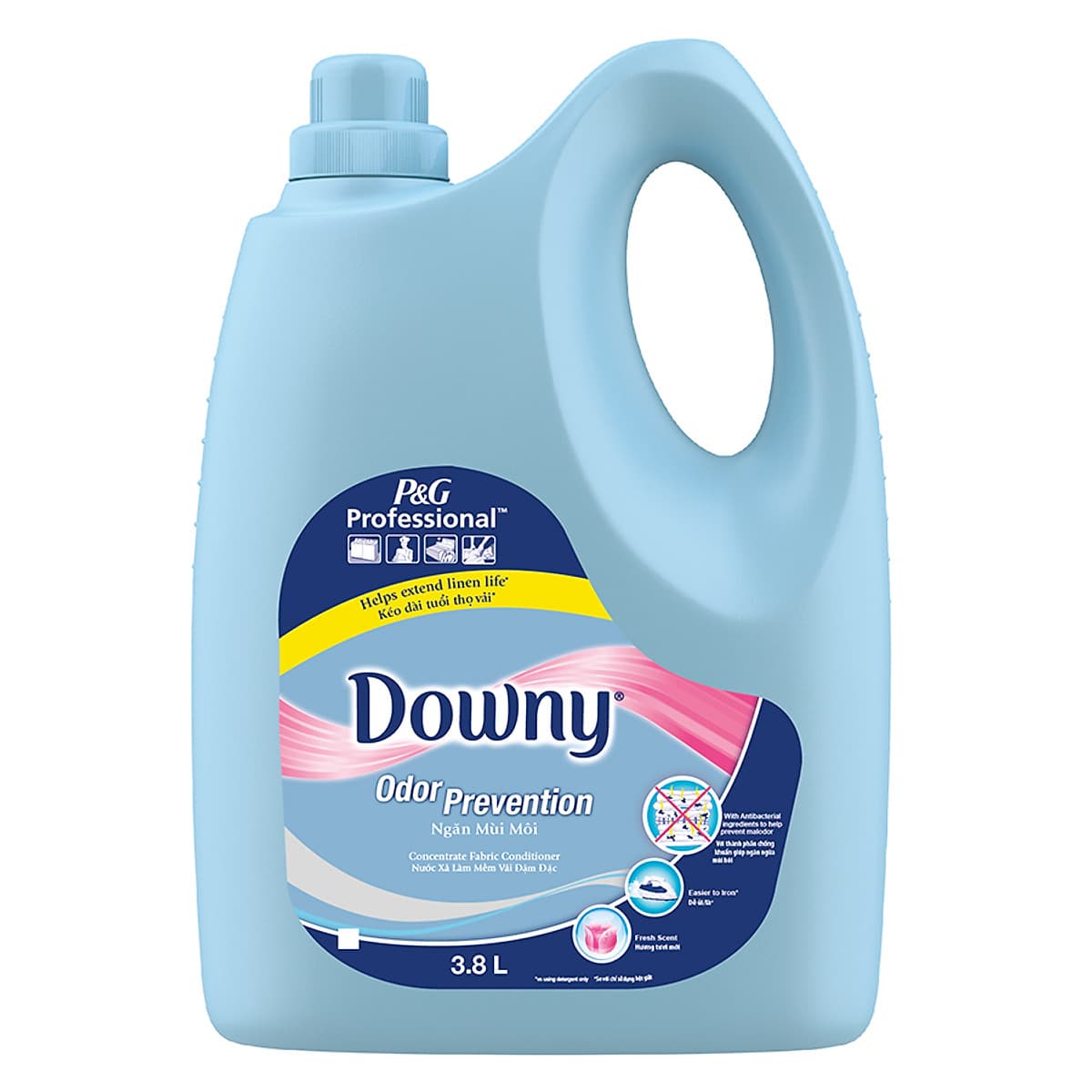 Nước Xả Vải Downy Chuyên Dụng Chống Khuẩn (Chai Lớn Tiết Kiệm 3.8L) - Bảo vệ khỏi vi khuẩn và mùi hôi - Hương thơm tươi mát kéo dài