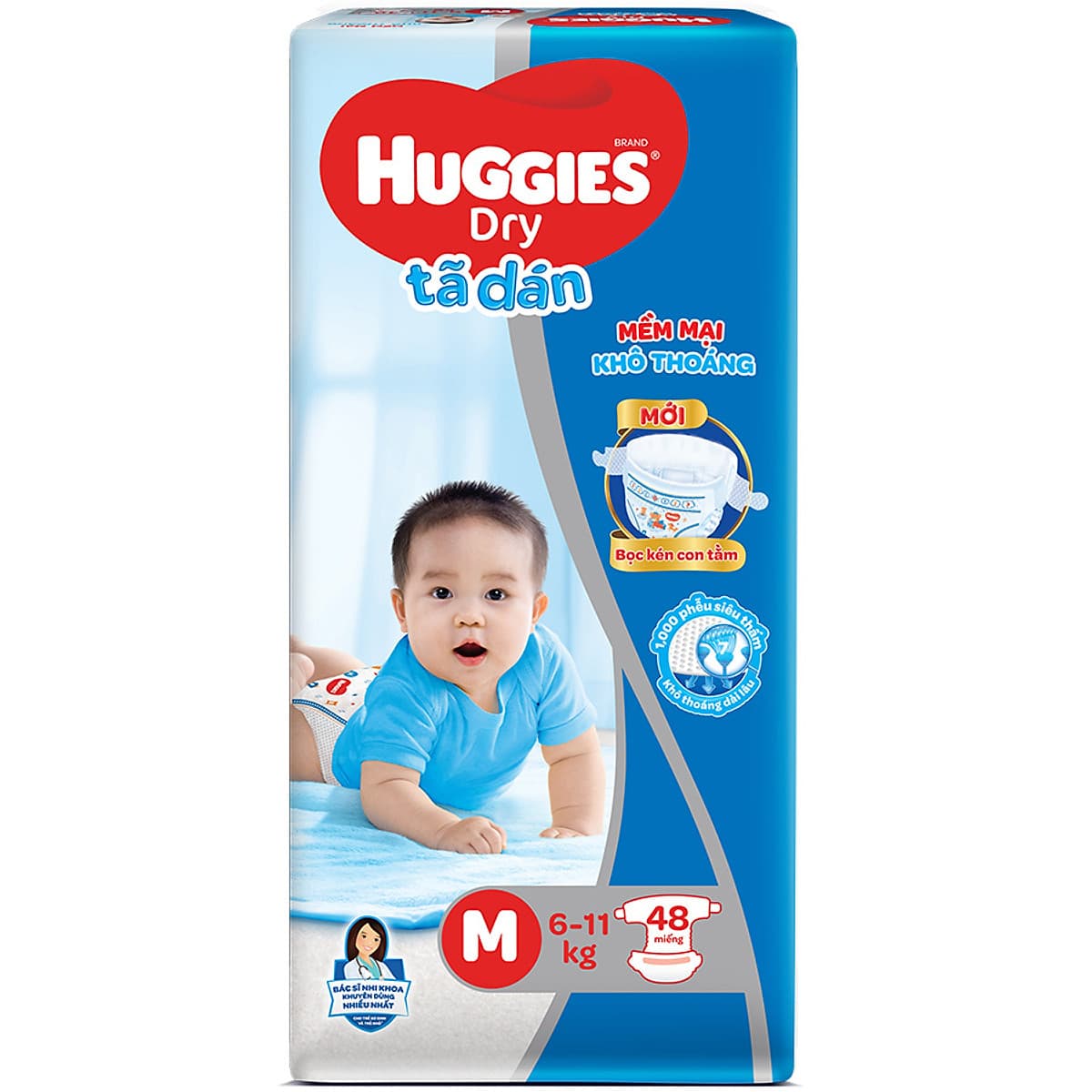 Tã Dán Huggies Dry Gói Đại M48 (48 Miếng) - Bao Bì Mới