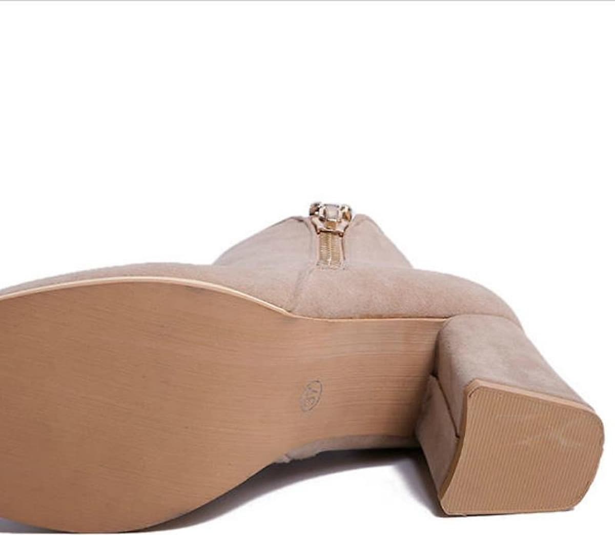 IELGY [Size34-43] Thick bottom women's shoes tide comfortable mid-heel 7cm fashion short boots shoes