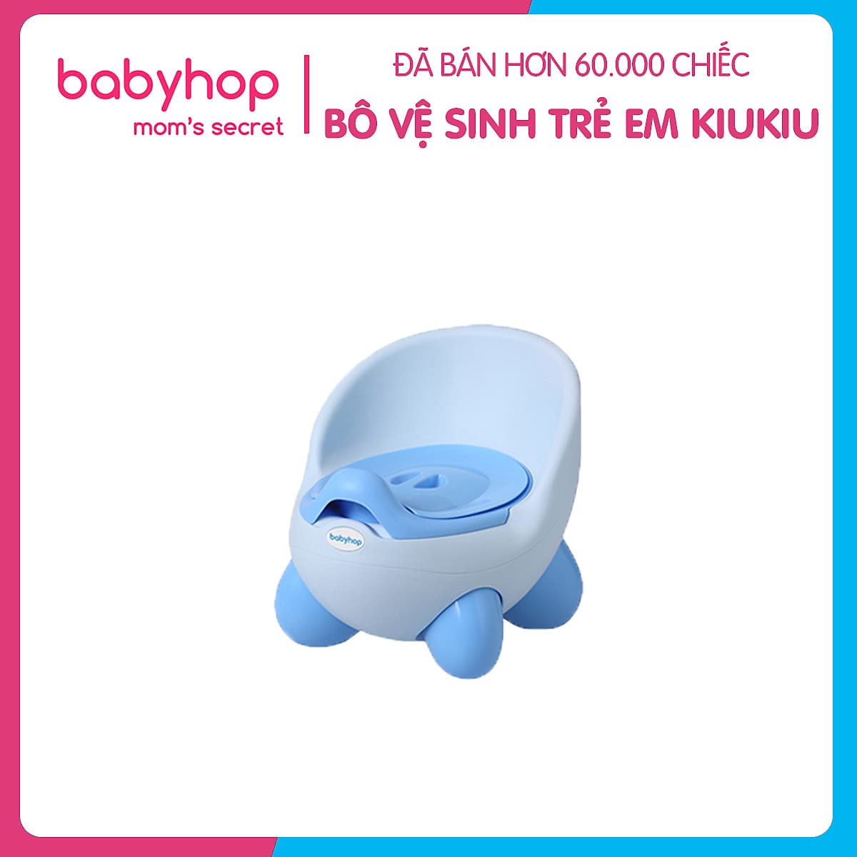 Bô vệ sinh trẻ em Kiu Kiu Babyhop cho bé từ 6 tháng đến 5 tuổi chống trơn trượt có chỗ dựa và khay