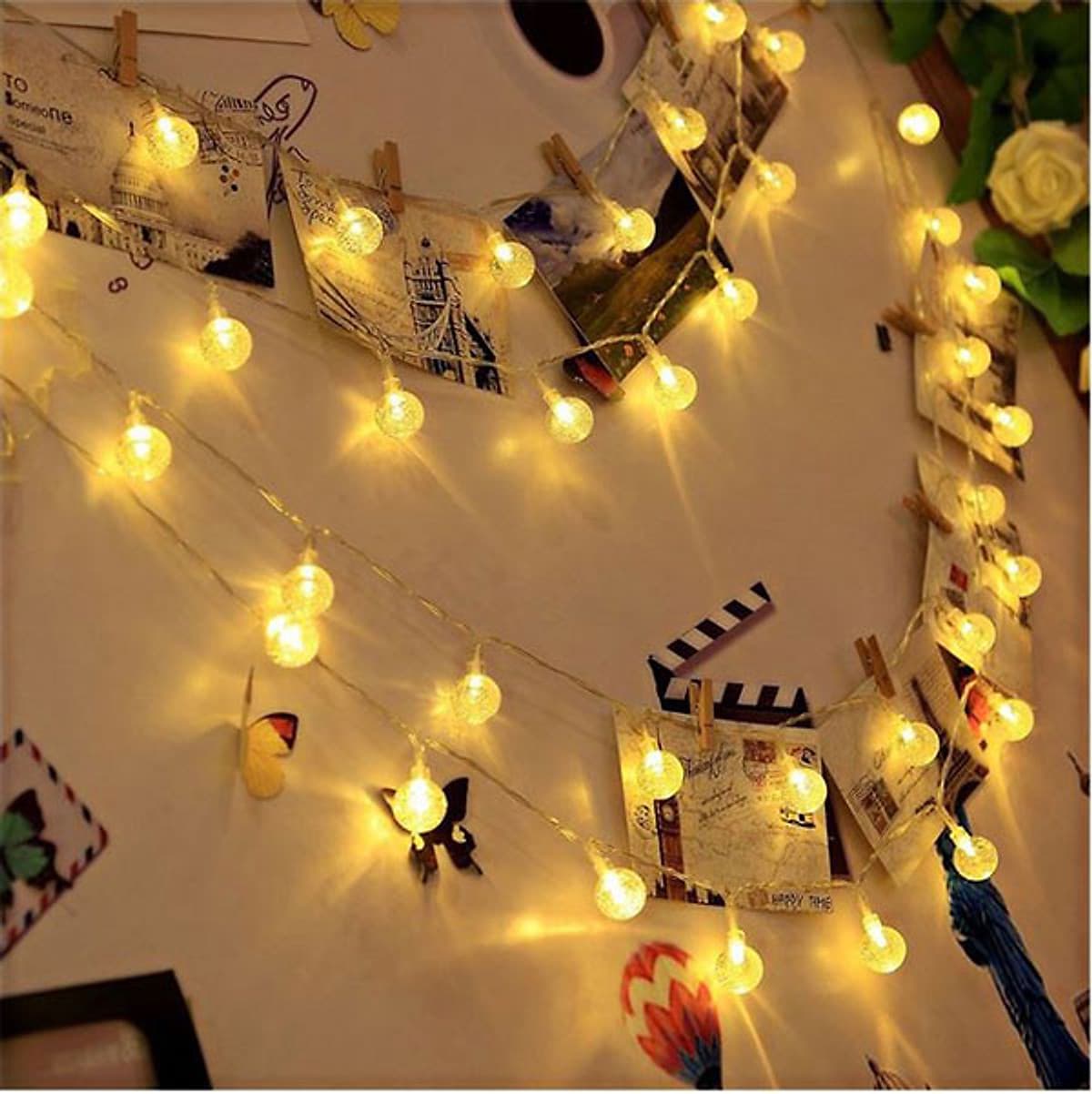 Dây Đèn Trang Trí 8M - 40 Bóng Tròn Bọt Khí Độc Đáo Trang Trí Noel , Lễ , Tết 