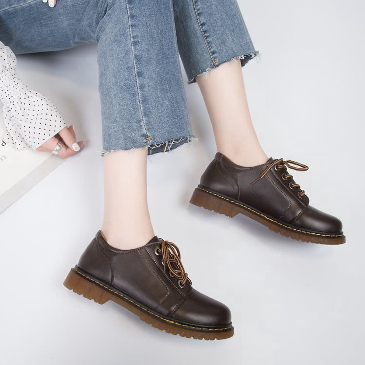Giày Da Phong Cách Retro Dành Cho Nữ