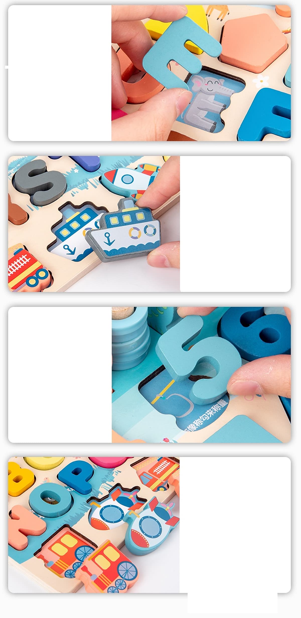 Bộ Đồ Chơi Gỗ Xếp Khối, Giáo Cụ Montessori Ghép chữ, Ghép số, Câu Cá, Xếp Khối, Ghép Hình - 6 trong 1 