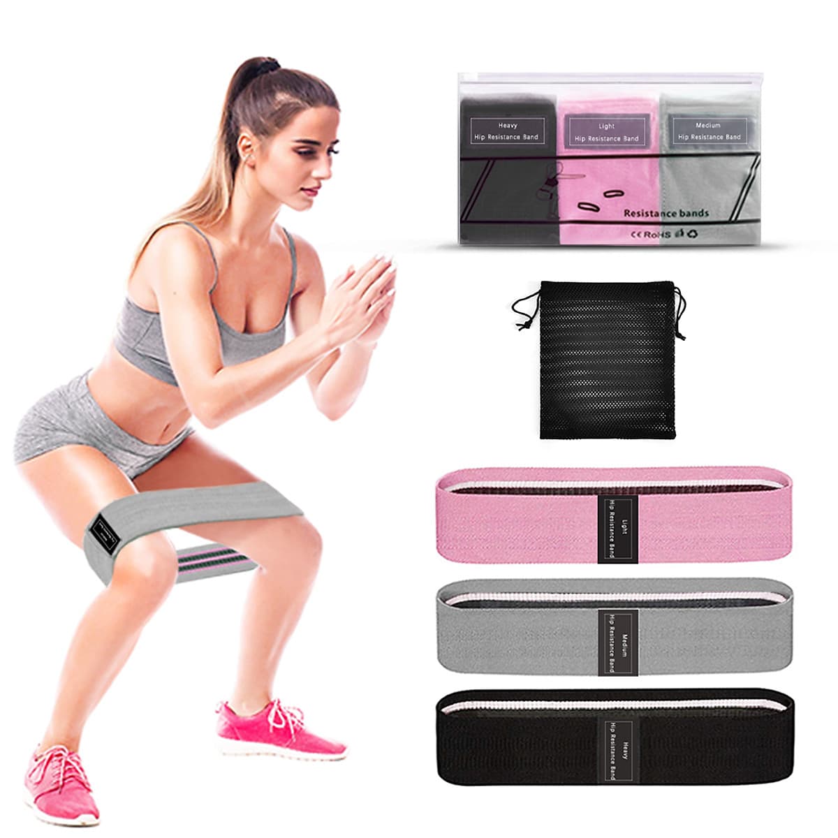 Bộ 3 Dây Kháng Lực Mini Band Gym Yoga - Dây Cao Su Miniband Tập Chân Mông