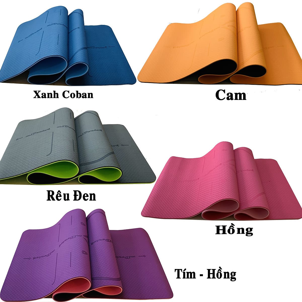 Thảm Tập Yoga Định Tuyến TPE 2 Lớp – Chọn Màu – Chọn Độ Dày + Bao Thảm Tập Yoga + Dây Buộc Thảm Tập Yoga Chính Hãng miDoctor 